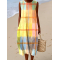 Women's Casual Colorblock Plaid Sleeveless Dress