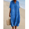 Women's casual cotton and linen printed dress