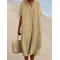 Loose Short Sleeved Solid V-Neck Dress