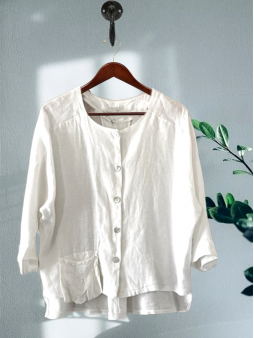 Summer Women's Button-Down Cotton&Linen Shirt