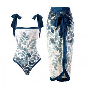 Tie-shoulder Print Two Piece Swimsuit Set