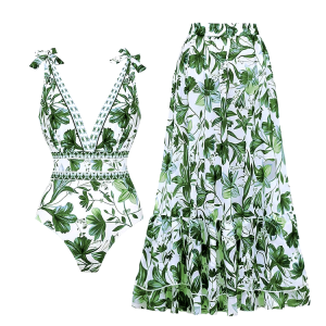 Reversible Tie-shoulder Bikini Swimsuit Set