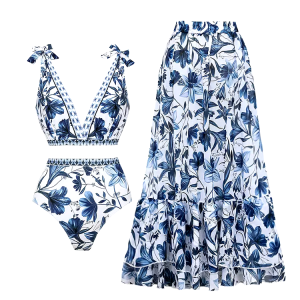 Reversible Tie-shoulder Bikini Swimsuit Set