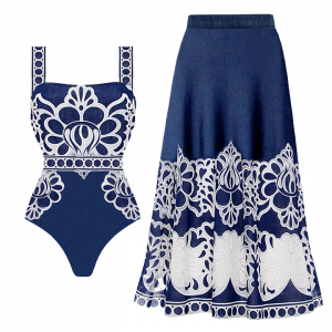 Printed one-piece swimsuit set