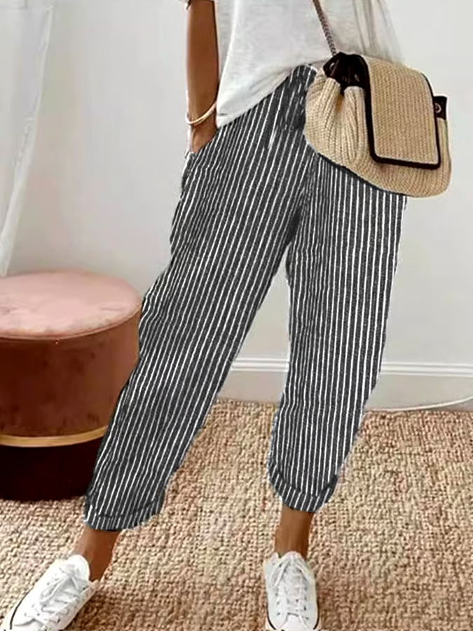 Women's Casual Striped Print Trousers Women's Casual Striped Print Trousers