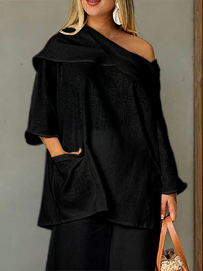 Women's Casual Solid Color Long Sleeve Cotton and Linen Top Women's Casual Solid Color Long Sleeve Cotton and Linen Top