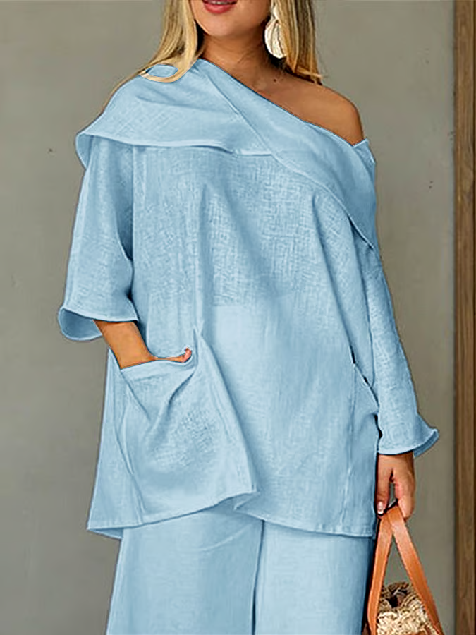 Women's Casual Solid Color Long Sleeve Cotton and Linen Top Women's Casual Solid Color Long Sleeve Cotton and Linen Top