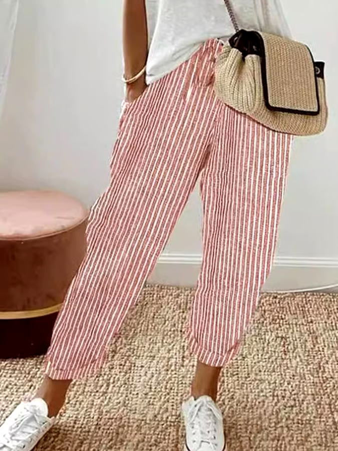 Women's Casual Striped Print Trousers Women's Casual Striped Print Trousers