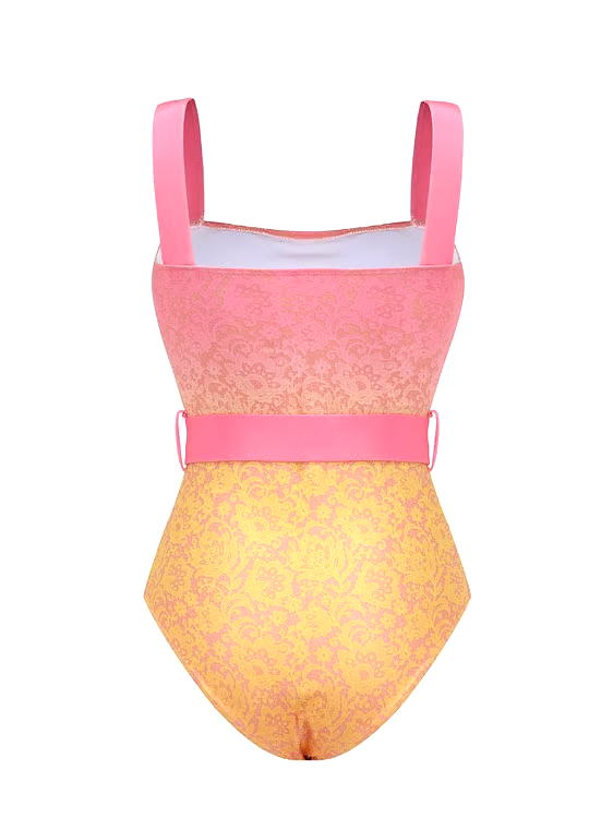 Gradation Print Skirt Swimsuit Set