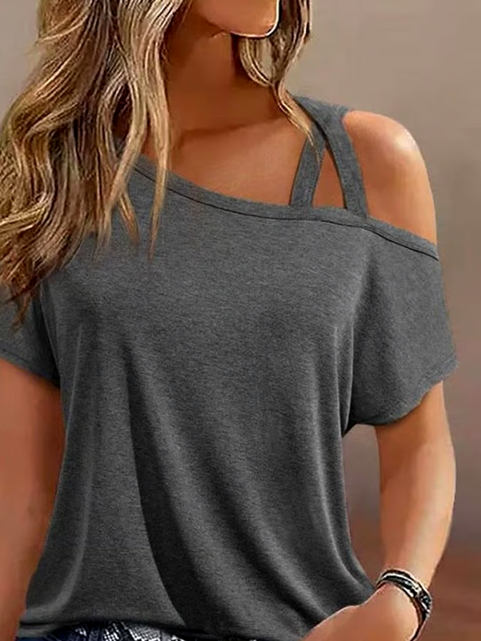 Women's Casual Solid Color One Shoulder Top