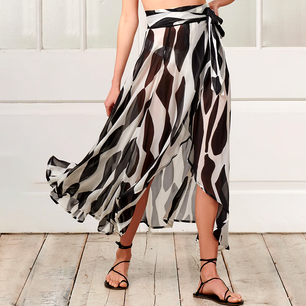 Loop Buckle Print Two Piece Swimsuit Set
