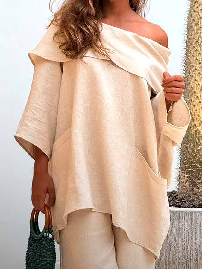 Women's Casual Solid Color Long Sleeve Cotton and Linen Top Women's Casual Solid Color Long Sleeve Cotton and Linen Top