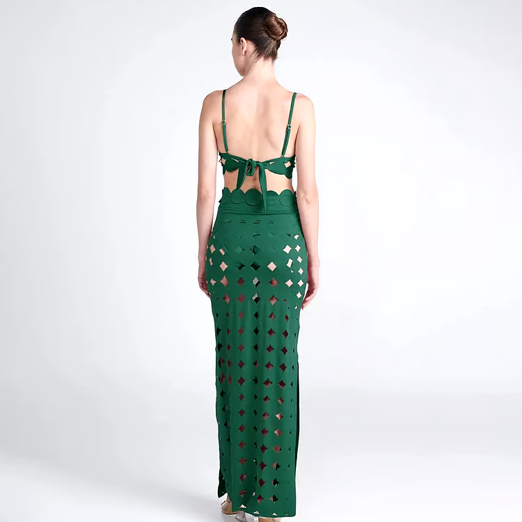 DBVACAY Laser Cutting Circularity Bikini Straight Skirt Swimsuit Set