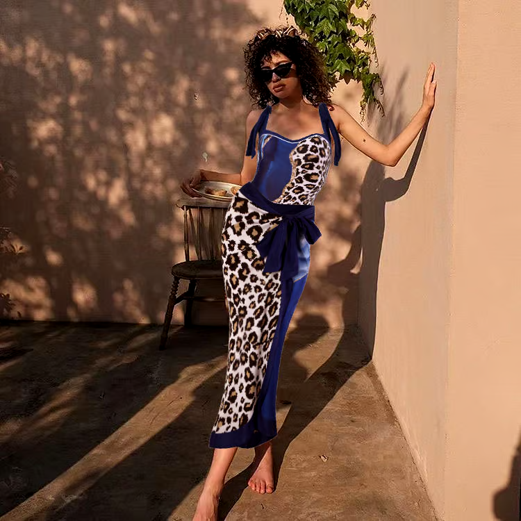 Blue Marble Lleopard Pprint Swimsuit Set Blue Marble Lleopard Pprint Swimsuit Set