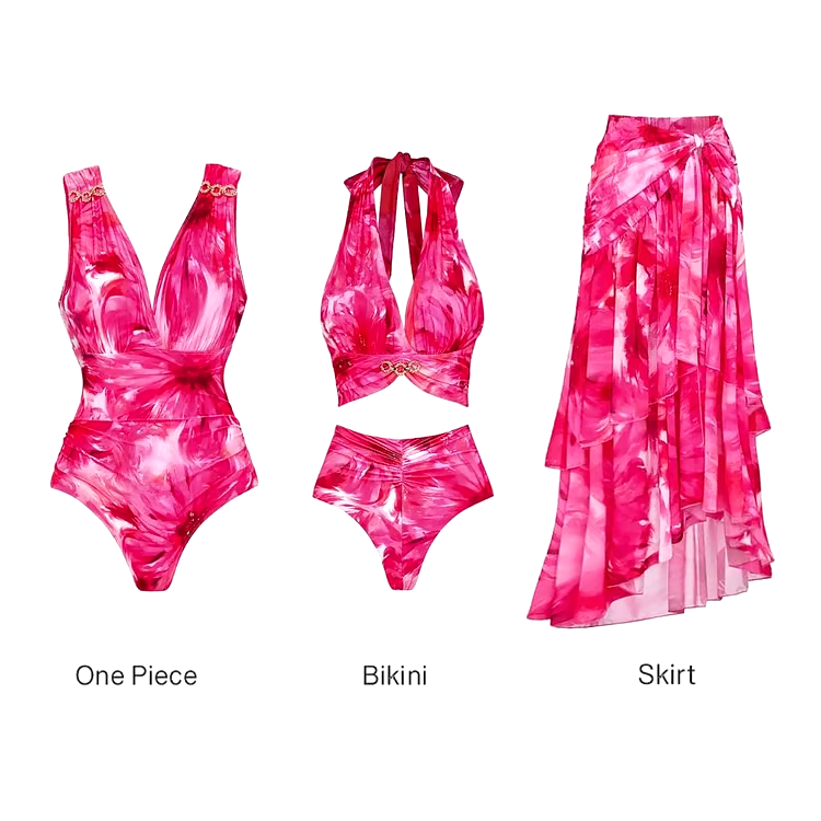 Floral Printed Halter One piece Swimsuit Set Floral Printed Halter One piece Swimsuit Set