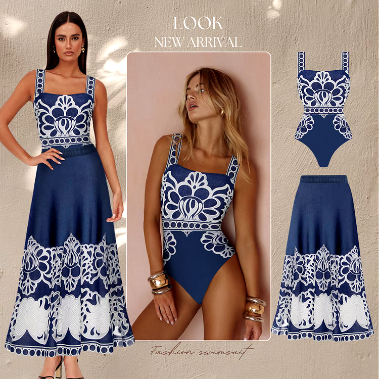 Printed one-piece swimsuit set Printed one-piece swimsuit set