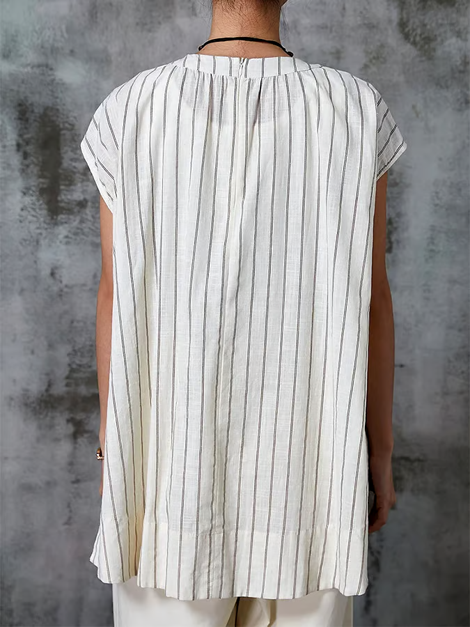 Summer Women's Striped Cotton&Linen Vest Summer Women's Striped Cotton&Linen Vest