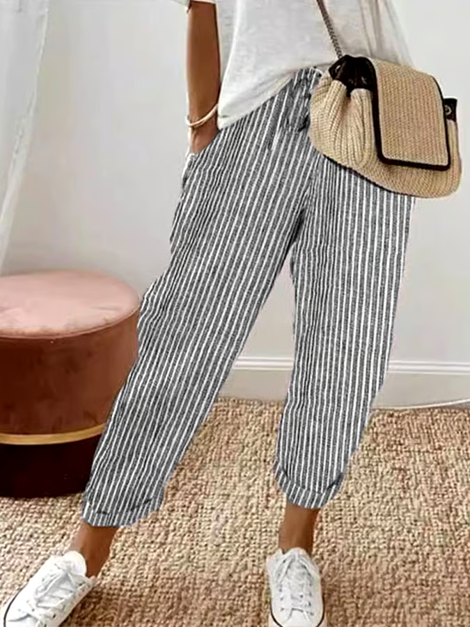 Women's Casual Striped Print Trousers