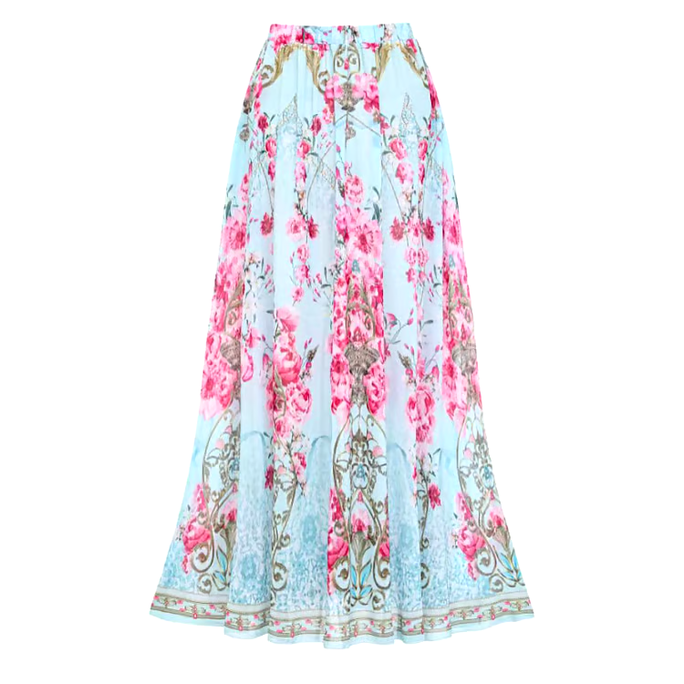 Dbvacay Ruffled Blue  Flowers Print One Piece Swimsuit Set