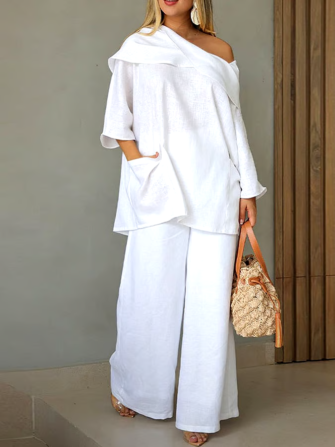 Women's Casual Solid Color Long Sleeve Cotton and Linen Top Women's Casual Solid Color Long Sleeve Cotton and Linen Top