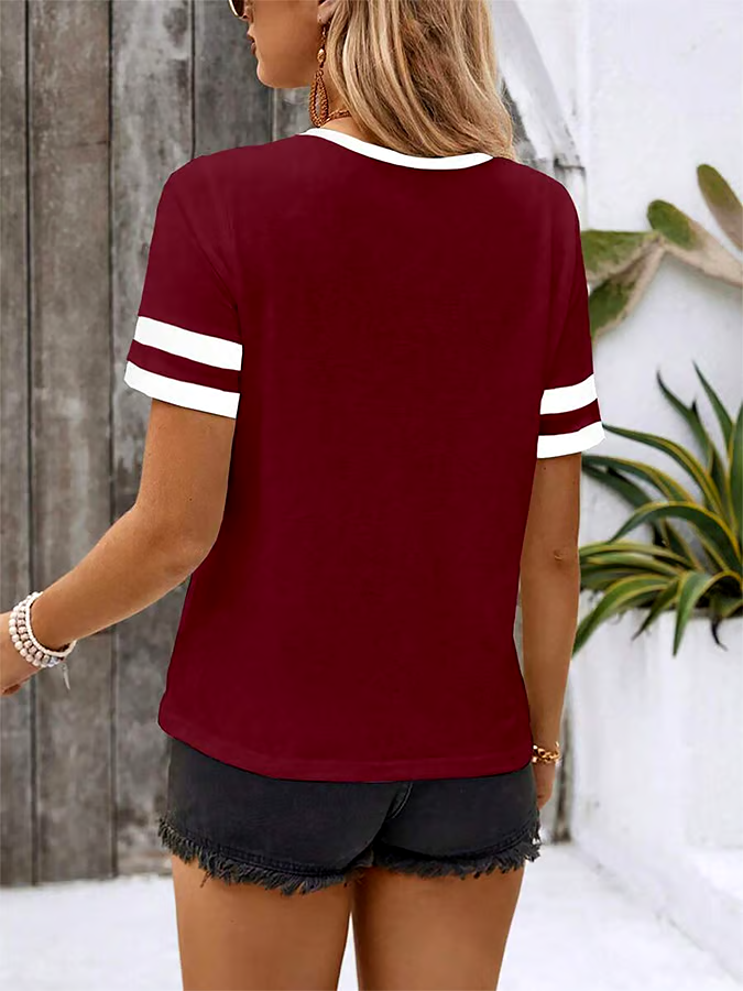 Women's Spring and Summer Solid Color Casual Splicing Zipper Top
