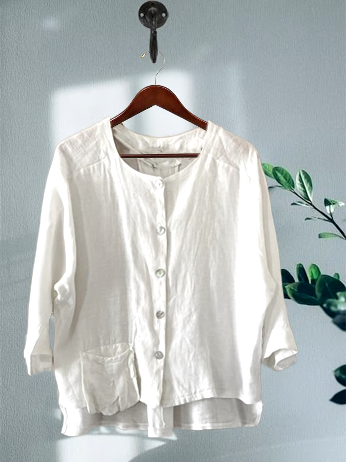 Summer Women's Button-Down Cotton&Linen Shirt